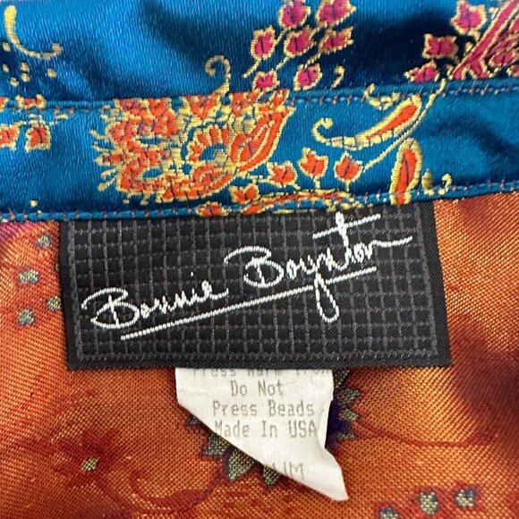 Vintage Bonnie Boynton Crop Blazer Jacket Silky Asian Paisley Tasseled Boho - Picture 5 of 16